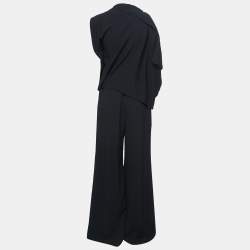 Pre Owned Roland Mouret Black Crepe Asymmetric Draped Jumpsuit M