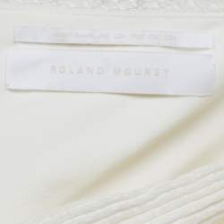 Roland Mouret Cream Silk Cloque One Shoulder Bow Belhaven Gown S