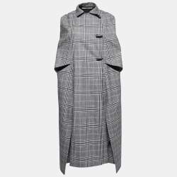 Roland Mouret Grey Checked Wool Merril Cape XS