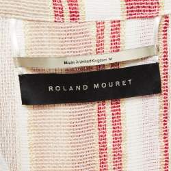 Roland Mouret White Striped Linen Blend Oversized Blouse M
