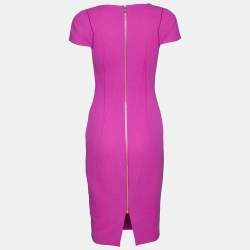 Pre Owned Roland Mouret Pink Wool Crepe Sheath Dress S