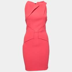 Pre Owned Roland Mouret Coral Crepe Cut-Out Sleeveless Sheath Dress S