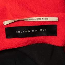 Pre Owned Roland Mouret Red Wool Frill Detail Long Dress M