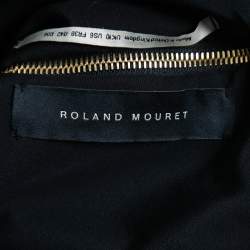Roland Mouret Black/Cream Duchess Satin Peplum Draped Ruffle Detail Strapless Gown M
