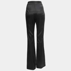 Pre Owned Roland Mouret Black Crepe Satin High Waist Flared Trousers L