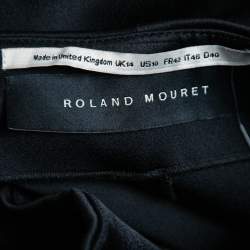 Pre Owned Roland Mouret Black Crepe Satin High Waist Flared Trousers L