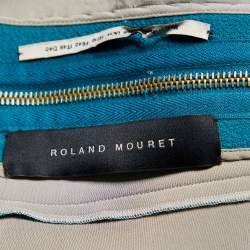 Pre Owned Roland Mouret Peacock Green Wool Crepe Draped Midi Dress L