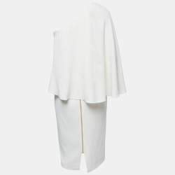 Pre Owned Roland Mouret White Crepe One Shoulder Amaral Dress M