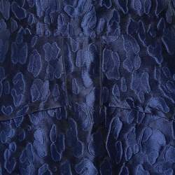 Pre Owned Roland Mouret Navy Blue Mirah Jacquard Cotton Silk Midi Dress S