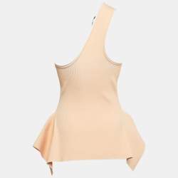 Roland Mouret Light Orange/Yellow Ribbed Knit One Shoulder Macan Top L