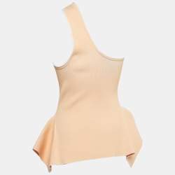 Roland Mouret Light Orange/Yellow Ribbed Knit One Shoulder Macan Top L