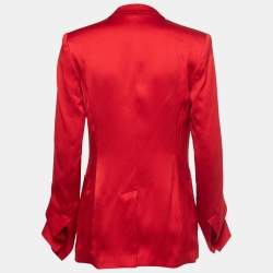Pre Owned Roland Mouret Red Silk Double Breasted Blazer M