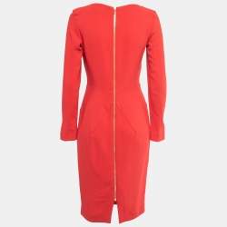 Pre Owned Roland Mouret Red Crepe Full Sleeve Short Dress M