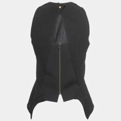 Pre Owned Roland Mouret Black Plisse Crepe Peplum Top M
