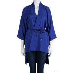 Pre Owned Roland Mouret Blue Roche Cold Shoulder Kimono Top S