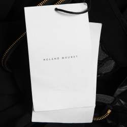 Roland Mouret Black Crepe Lace Inset Vasall Long Dress S