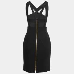 Pre Owned Roland Mouret Black Knit Contrast Mini Dress M