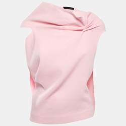 Roland Mouret Pink Wool Draped Back Open Blouse M