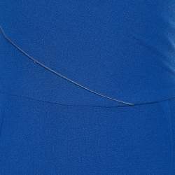 Pre Owned Roland Mouret Blue Wool Crepe One Shoulder Midi Dress L