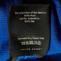 Pre Owned Roland Mouret Blue Wool Crepe One Shoulder Midi Dress L