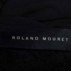 Pre Owned Roland Mouret Black Jersey Draped & Lace Back Maxi Dress M