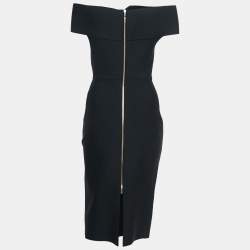 Pre Owned Roland Mouret Black Knit Off-Shoulder Bodycon Dress L