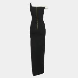 Pre Owned Roland Mouret Black Crepe Draped Slit Detail Sleeveless Maxi Dress S