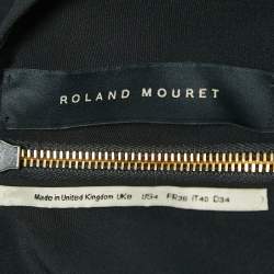 Pre Owned Roland Mouret Black Crepe Draped Slit Detail Sleeveless Maxi Dress S