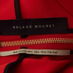 Roland Mouret Red Stretch Crepe Long Sleeve Bitzer Dress L