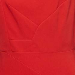 Roland Mouret Red Stretch Crepe Long Sleeve Bitzer Dress L
