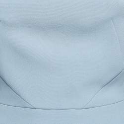 Pre Owned Roland Mouret Blue Crepe Lace Trimmed Flare Sleeve Top S