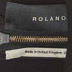 Pre Owned Roland Mouret Black/Beige Wool Trimmed Crepe Paneled Mini Dress M