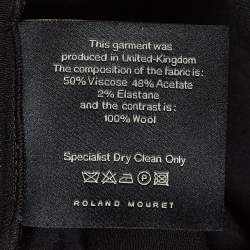 Pre Owned Roland Mouret Black/Beige Wool Trimmed Crepe Paneled Mini Dress M