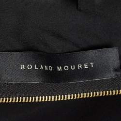 Pre Owned Roland Mouret Black Leather and Crepe Sleeveless Sheath Dress S