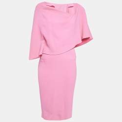 Pre Owned Roland Mouret Pink Stretch Crepe One Shoulder Amaral Dress M