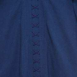 Pre Owned Roland Mouret Blue Wool Lace-Up Detail Midi Kaftan Dress M