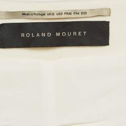  Roland Mouret Cream Wool Zip Front Peplum Top M