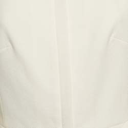  Roland Mouret Cream Wool Zip Front Peplum Top M