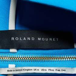 Pre Owned Roland Mouret Azure Blue Cotton Midi Dress L
