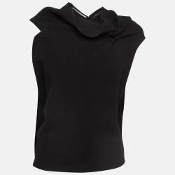 Roland Mouret Black Wool Asymmetric Draped Top M