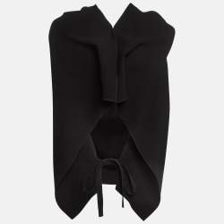 Roland Mouret Black Wool Asymmetric Draped Top M