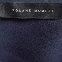 Roland Mouret Navy Blue Satin Asymmetric Eugene Top L