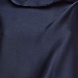 Roland Mouret Navy Blue Satin Asymmetric Eugene Top L