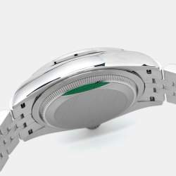 Pre Owned Rolex Green 18K White Gold Diamond Oystersteel Datejust 126284RBR Unisex Wristwatch 36 mm