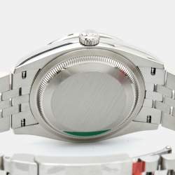 Pre Owned Rolex Green 18K White Gold Diamond Oystersteel Datejust 126284RBR Unisex Wristwatch 36 mm