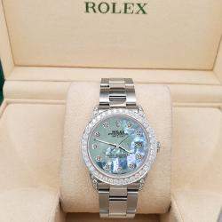 Rolex Custom Tahitian Blue 2.1ct Diamonds Stainless Steel Datejust  Automatic Women's Wristwatch 31mm