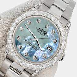Rolex Custom Tahitian Blue 2.1ct Diamonds Stainless Steel Datejust  Automatic Women's Wristwatch 31mm