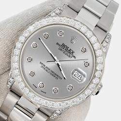 Rolex Custom Silver 2.1ct Diamonds Stainless Steel Datejust  Automatic Women's Wristwatch 31mm