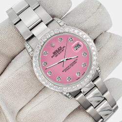 Rolex Custom Hot Pink 2.1ct Diamonds Stainless Steel Datejust  Automatic Women's Wristwatch 31mm