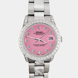 Rolex Custom Hot Pink 2.1ct Diamonds Stainless Steel Datejust  Automatic Women's Wristwatch 31mm